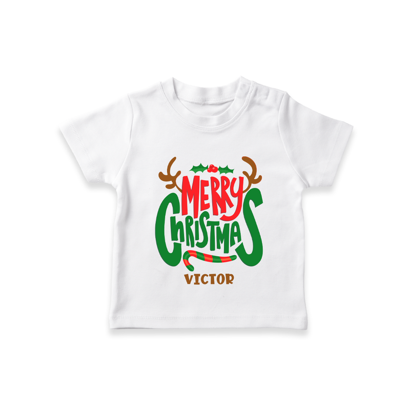 Merry Christmas Joy To All - Customized Christmas Themed T-Shirt For Kids - WHITE - 0-5 Months Old (Chest 17")