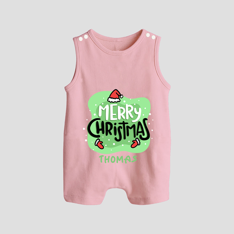 Merry Christmas & Winter Wonders - Customized Christmas Themed Romper Suit For Babies - BABY PINK - 0 - 5 Months Old (Chest 18")