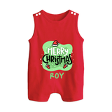 Merry Christmas Romper Suit / Sleeveless Romper |Personalized Baby Holiday Outfit - RED - 0 - 5 Months Old (Chest 18")