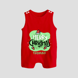 Merry Christmas & Winter Wonders - Customized Christmas Themed Romper Suit For Babies - RED - 0 - 5 Months Old (Chest 18")