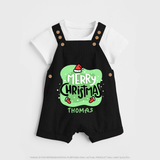 Merry Christmas & Winter Wonders - Customized Christmas Themed Dungaree Set For Kids - BLACK - 0 - 5 Months Old (Chest 18")