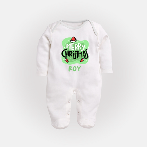 Merry Christmas Sleep Suit / Full Sleeve Bodysuit |Presonalized Baby Holiday Outfit