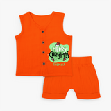 Merry Christmas & Winter Wonders - Customized Christmas Themed Jabla Set For Kids - TANGERINE - 0 - 3 Months Old (Chest 9.8")