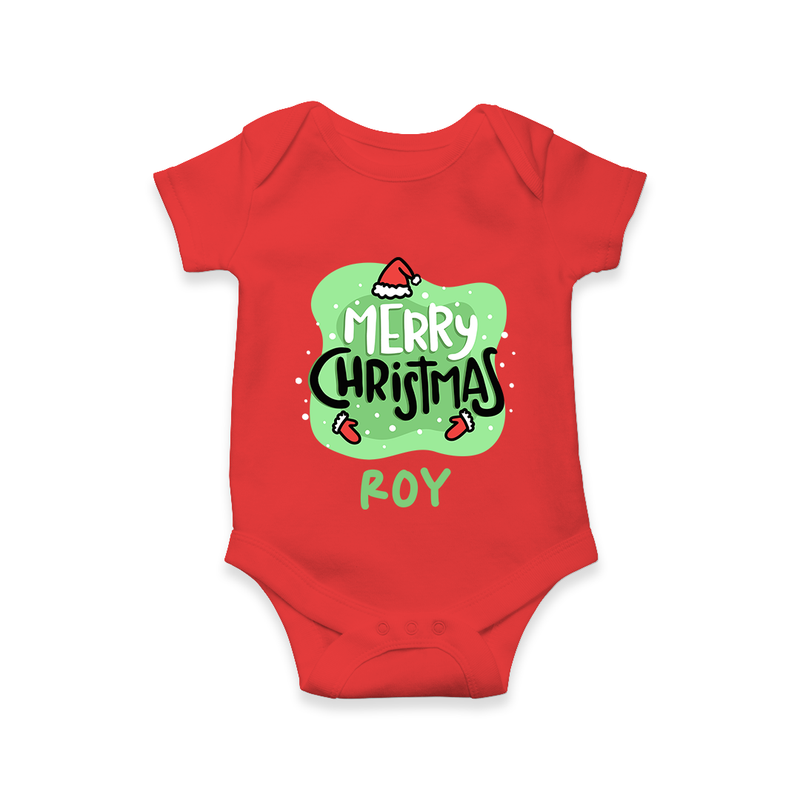 Merry Christmas Romper |Custom Baby Holiday Outfit - RED - New Born (Chest 14")