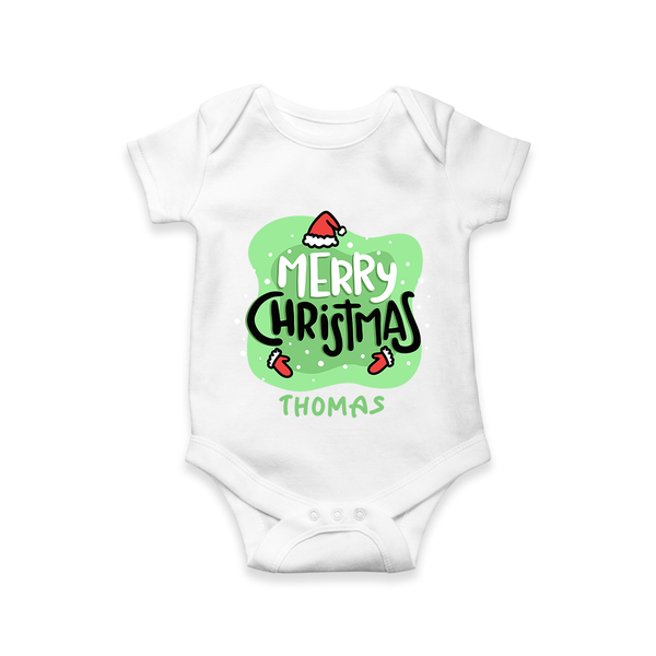 Merry Christmas & Winter Wonders - Customized Christmas Themed Romper For Babies - WHITE - 0 - 3 Months Old (Chest 16")