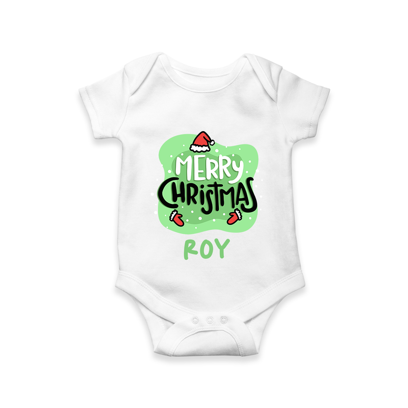Merry Christmas Romper |Custom Baby Holiday Outfit - WHITE - New Born (Chest 14")