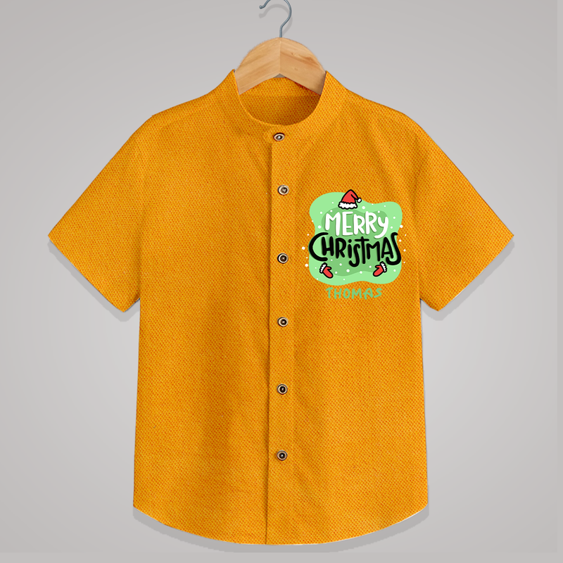 Merry Christmas & Winter Wonders - Customized Christmas Themed Shirt For Kids - CHROME YELLOW - 0 - 6 Months Old (Chest 23")