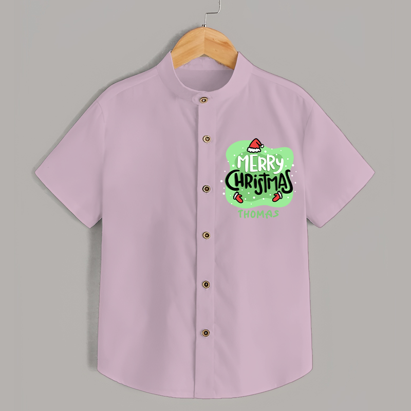 Merry Christmas & Winter Wonders - Customized Christmas Themed Shirt For Kids - PINK - 0 - 6 Months Old (Chest 23")