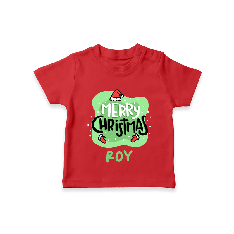Merry Christmas T-Shirt |Custom Baby Holiday Outfit - RED - 0-5 Months Old (Chest 17")