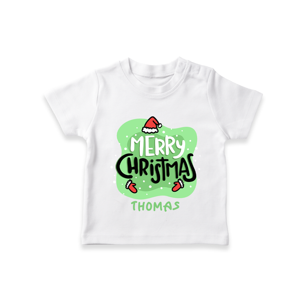 Merry Christmas & Winter Wonders - Customized Christmas Themed T-Shirt For Kids - WHITE - 0-5 Months Old (Chest 17")