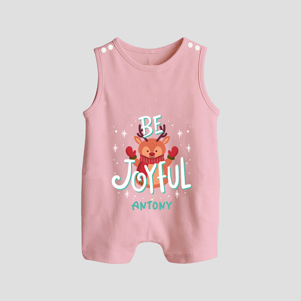 Be Joyful - Customized Christmas Themed Romper Suit For Babies - BABY PINK - 0 - 5 Months Old (Chest 18")