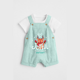 Be Joyful - Customized Christmas Themed Dungaree Set For Kids - ARCTIC BLUE - 0 - 5 Months Old (Chest 18")