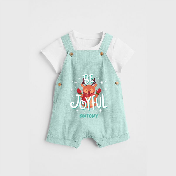 Be Joyful - Customized Christmas Themed Dungaree Set For Kids - ARCTIC BLUE - 0 - 5 Months Old (Chest 18")