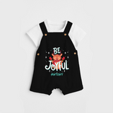 Be Joyful - Customized Christmas Themed Dungaree Set For Kids - BLACK - 0 - 5 Months Old (Chest 18")