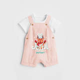 Be Joyful - Customized Christmas Themed Dungaree Set For Kids - PEACH - 0 - 5 Months Old (Chest 18")