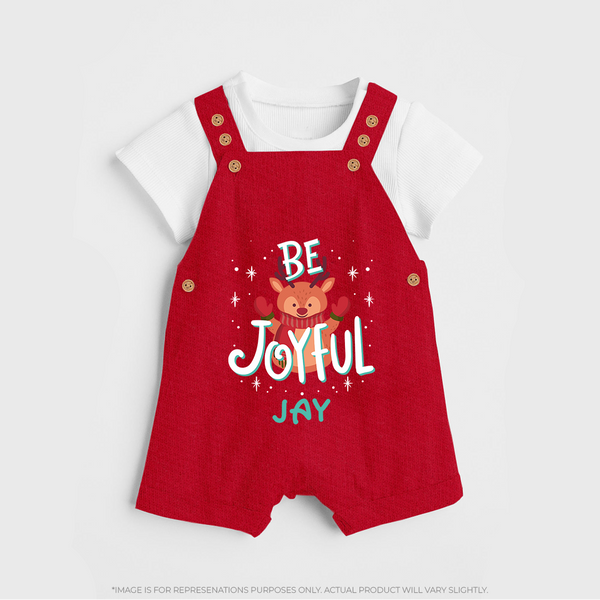 Be Joyful Dungaree Set | Custom Baby Dungaree Set for Christmas Celebration - RED - 0 - 5 Months Old (Chest 18")