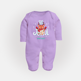 Be Joyful - Customized Christmas Themed Sleep Suit For Babies - LILAC - New Born (Chest 7.5")