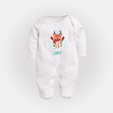 Be Joyful Sleep Suit / Full Sleeve Bodysuit | Custom Baby Sleep Suit / Full Sleeve Bodysuit for Christmas Celebration - WHITE - New Born (Chest 7.5")