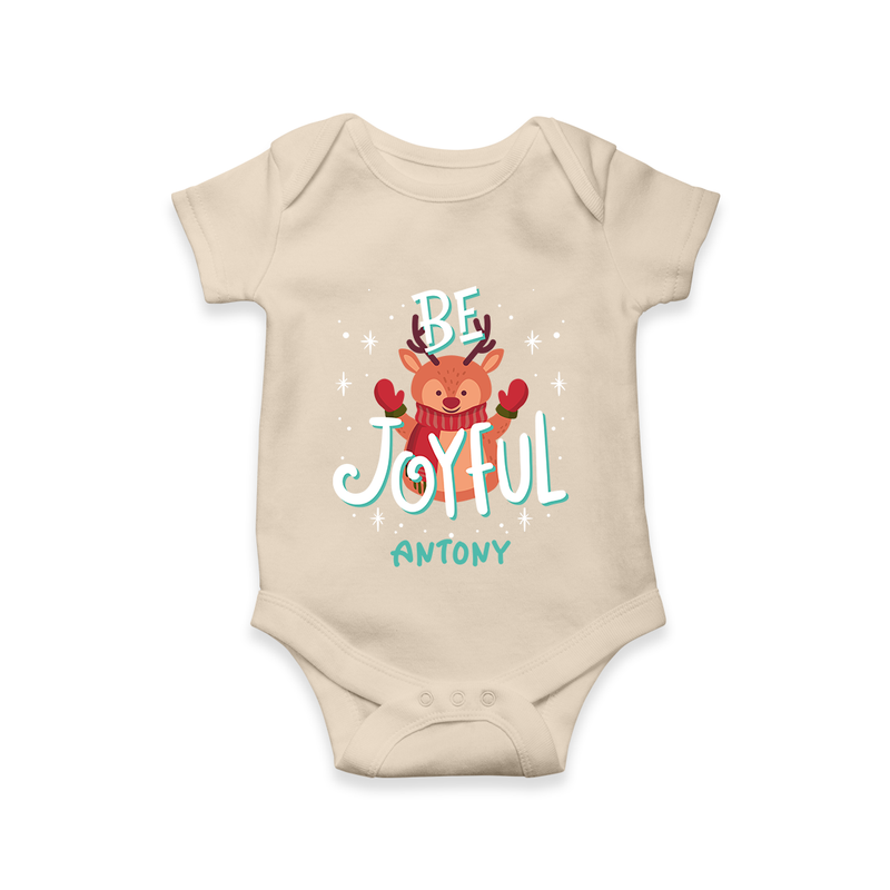 Be Joyful - Customized Christmas Themed Romper For Babies - IVORY - 0 - 3 Months Old (Chest 16")