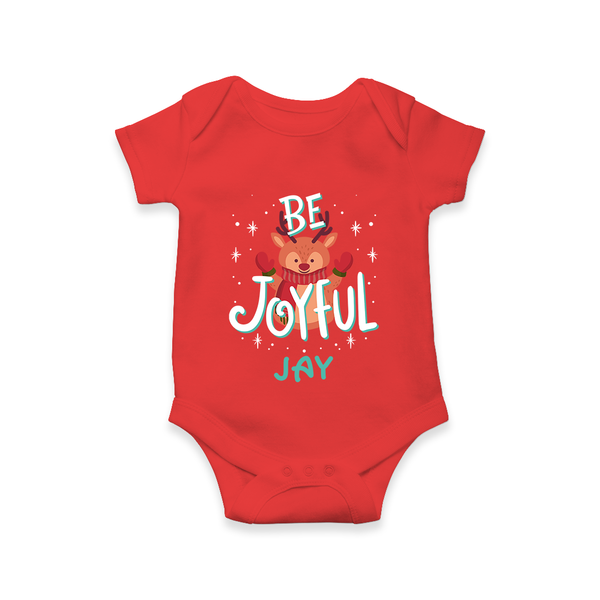 Be Joyful Romper | Custom Baby Romper for Christmas Celebration - RED - New Born (Chest 14")