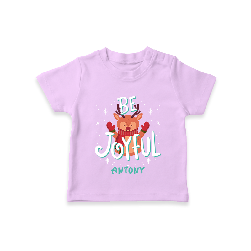 Be Joyful - Customized Christmas Themed T-Shirt For Kids - LILAC - 0-5 Months Old (Chest 17")