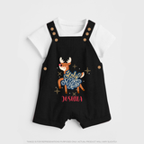 Holy Night - Customized Christmas Themed Dungaree Set For Kids - BLACK - 0 - 5 Months Old (Chest 18")