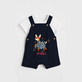 Holy Night - Customized Christmas Themed Dungaree Set For Kids - NAVY BLUE - 0 - 5 Months Old (Chest 18")