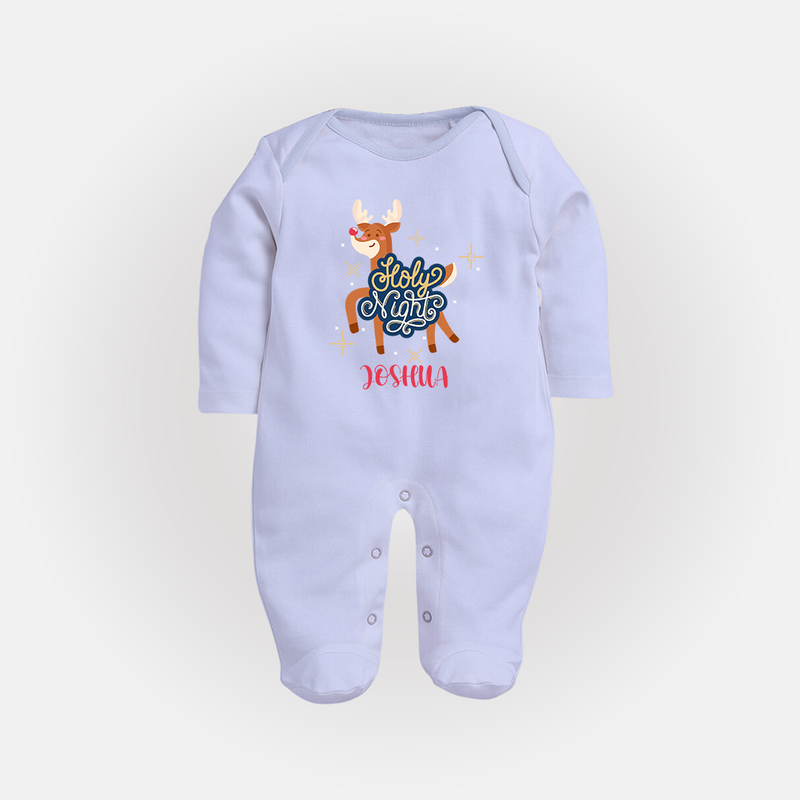 Holy Night - Customized Christmas Themed Sleep Suit For Babies - BABY BLUE - New Born (Chest 7.5")