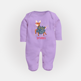 Holy Night - Customized Christmas Themed Sleep Suit For Babies - LILAC - New Born (Chest 7.5")