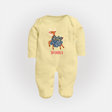 Holy Night - Customized Christmas Themed Sleep Suit For Babies - PASTEL YELLOW - New Born (Chest 7.5")