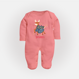 Holy Night - Customized Christmas Themed Sleep Suit For Babies - PEACH - New Born (Chest 7.5")