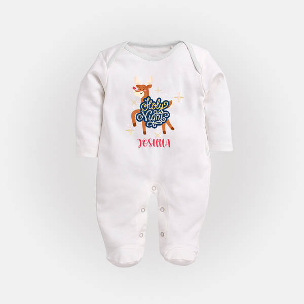 Holy Night - Customized Christmas Themed Sleep Suit For Babies - WHITE - New Born (Chest 7.5")