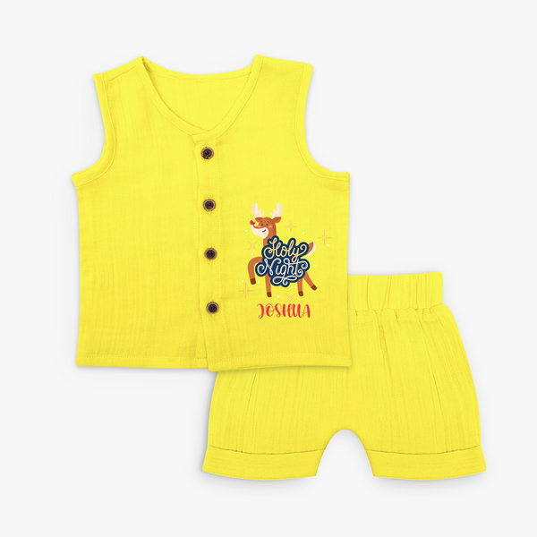 Holy Night - Customized Christmas Themed Jabla Set For Kids - YELLOW - 0 - 3 Months Old (Chest 9.8")