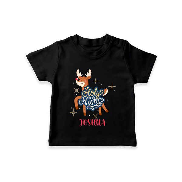 Holy Night - Customized Christmas Themed T-Shirt For Kids - BLACK - 0-5 Months Old (Chest 17")