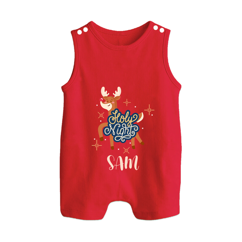Jolly Night Romper Suit / Sleeveless Romper | Personalized Baby Holiday Outfit - RED - 0 - 5 Months Old (Chest 18")