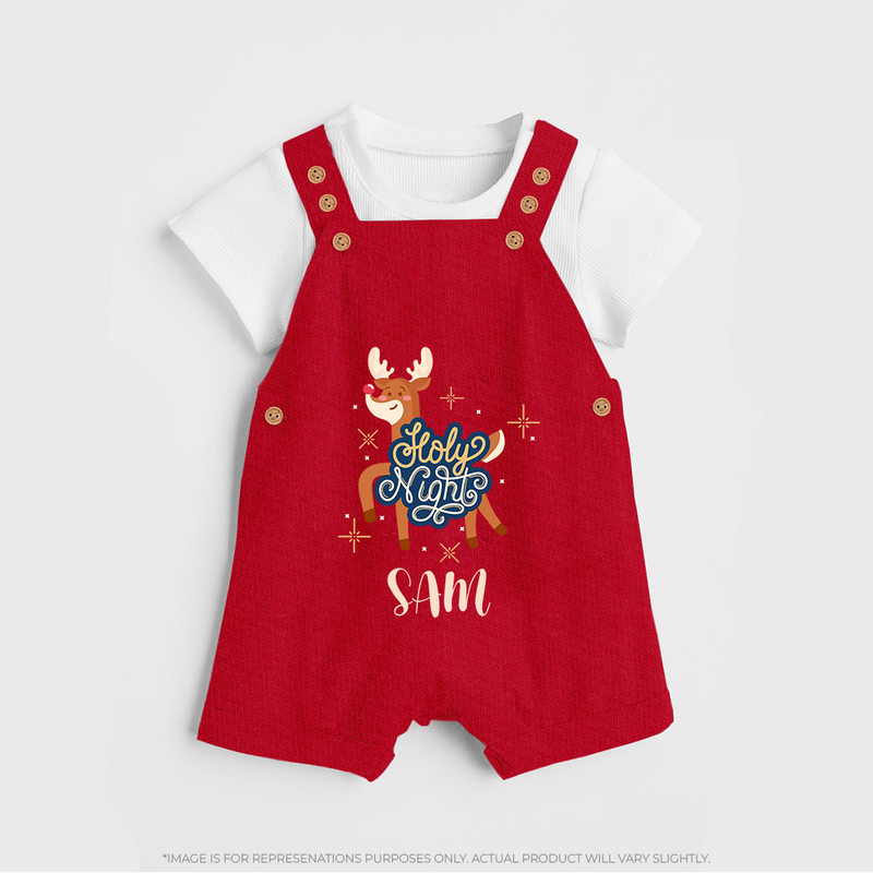 Jolly Night Dungaree Set | Personalized Baby Holiday Outfit - RED - 0 - 5 Months Old (Chest 18")