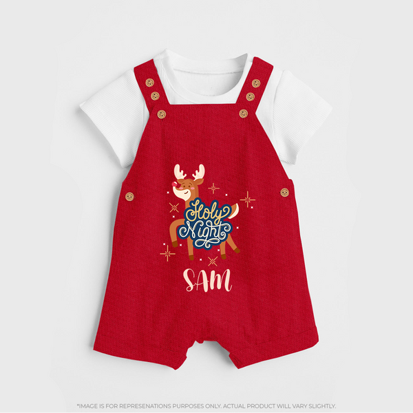 Jolly Night Dungaree Set | Personalized Baby Holiday Outfit - RED - 0 - 5 Months Old (Chest 18")