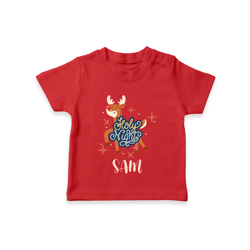 Jolly Night T-Shirt | Personalized Baby Holiday Outfit - RED - 0-5 Months Old (Chest 17")