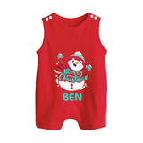 Merry Christmas Romper Suit / Sleeveless Romper |Custom Baby Holiday Outfit - RED - 0 - 5 Months Old (Chest 18")