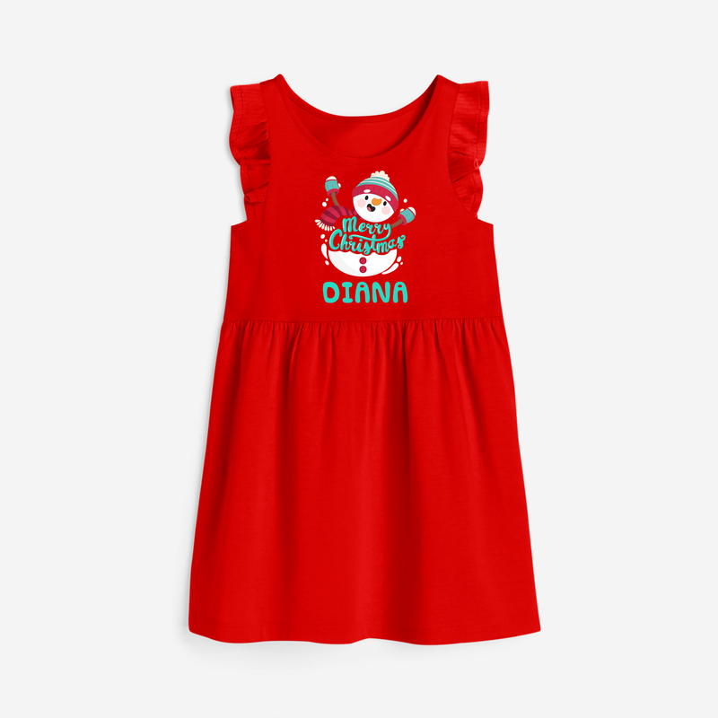 Merry Christmas Romper Frock |Custom Baby Holiday Outfit - RED - 1 - 2 Years Old (Chest 22" , Full Length 22")