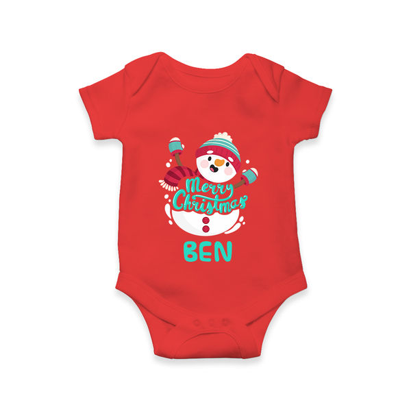 Merry Christmas Romper |Personalized Baby Holiday Outfit - RED - New Born (Chest 14")