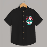 Merry Christmas Frosty Fun - Customized Christmas Themed Shirt For Kids - BLACK - 0 - 6 Months Old (Chest 23")