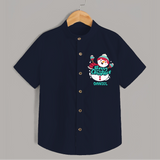 Merry Christmas Frosty Fun - Customized Christmas Themed Shirt For Kids - NAVY BLUE - 0 - 6 Months Old (Chest 23")