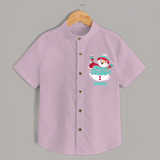 Merry Christmas Frosty Fun - Customized Christmas Themed Shirt For Kids - PINK - 0 - 6 Months Old (Chest 23")