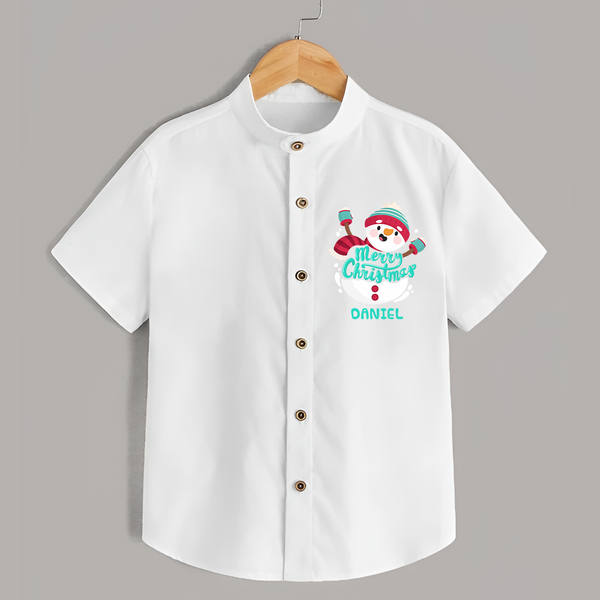 Merry Christmas Frosty Fun - Customized Christmas Themed Shirt For Kids - WHITE - 0 - 6 Months Old (Chest 23")