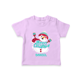 Merry Christmas Frosty Fun - Customized Christmas Themed T-Shirt For Kids - LILAC - 0-5 Months Old (Chest 17")