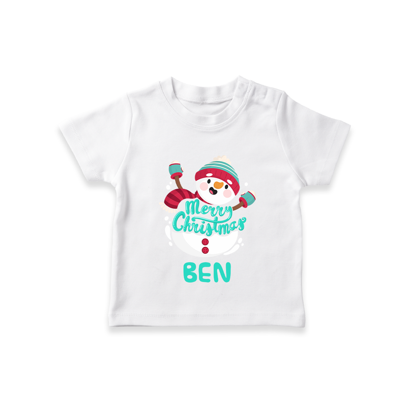 Merry Christmas T-Shirt |Personalized Baby Holiday Outfit - WHITE - 0-5 Months Old (Chest 17")