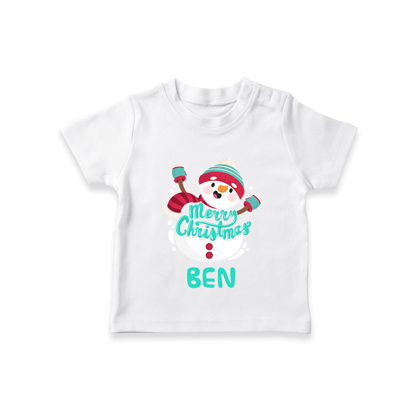 Merry Christmas T-Shirt |Personalized Baby Holiday Outfit - WHITE - 0-5 Months Old (Chest 17")