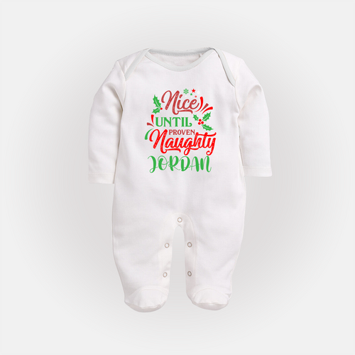 Until Naughty Sleep Suit / Full Sleeve Bodysuit | Custom Baby Christmas Sleep Suit / Full Sleeve Bodysuit