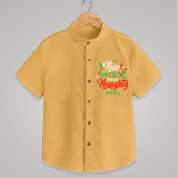 Nice until Proven Naughty - Customized Christmas Themed Shirt For Kids - PASTEL YELLOW - 0 - 6 Months Old (Chest 23")